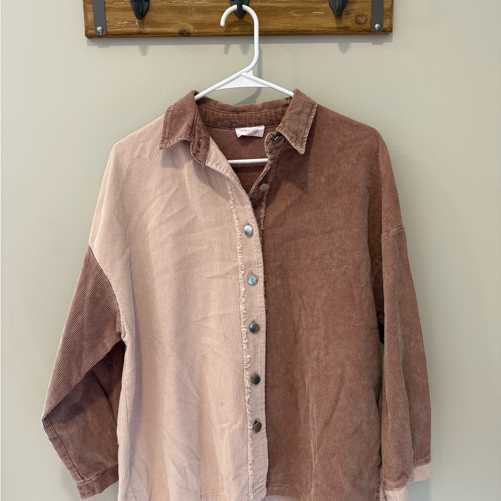 Two-Tone Corduroy Button-Up Shirt